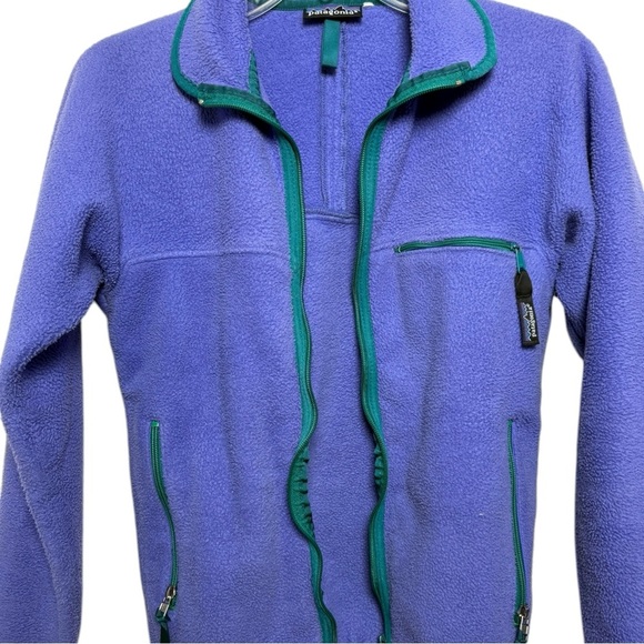 Vintage 90s Patagonia Synchilla Full Zip Fleece Jacket Size XS Purple Teal - Picture 5 of 6
